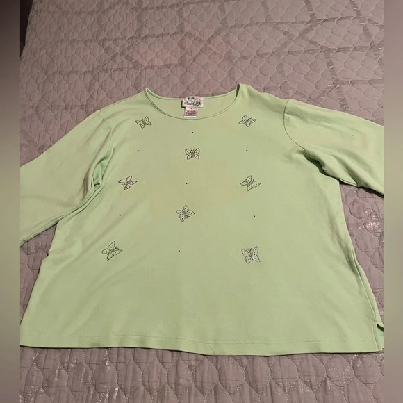 THE QUACKER FACTORY~GREEN BLOUSE~1X - Picture 1 of 8